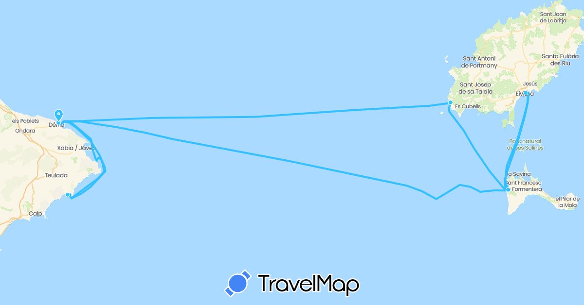 TravelMap itinerary: driving, boat in Spain (Europe)